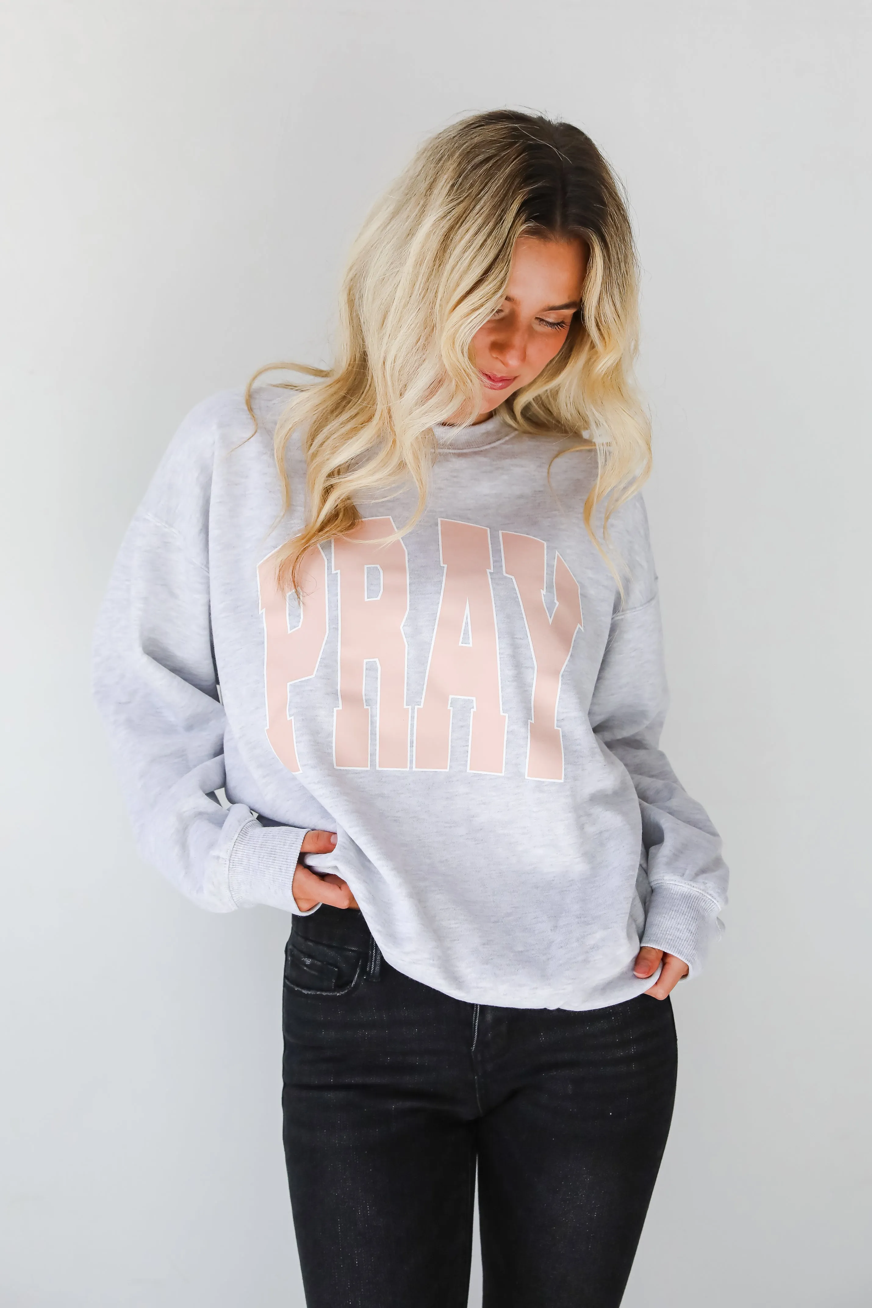 Heather Grey Pray Sweatshirt