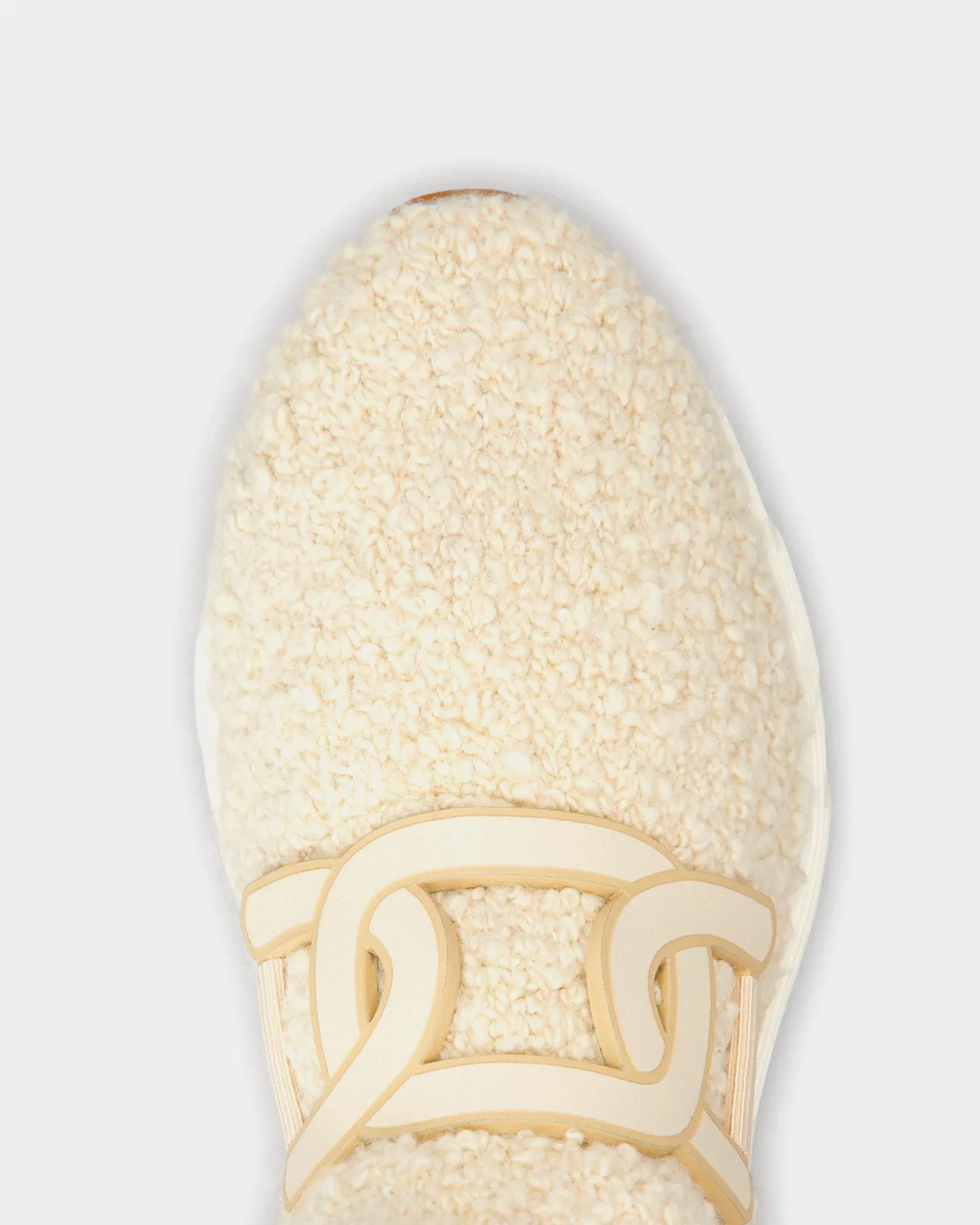 Kate Bouclé Knit Beige High Top Sneakers