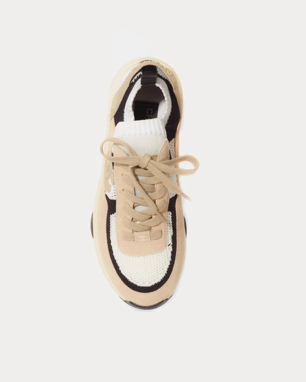 Knit & Suede Calfskin Light Pink / White / Black Low Top Sneakers