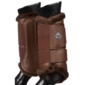 LeMieux Fleece Lined Brushing Boots in Brown - Large