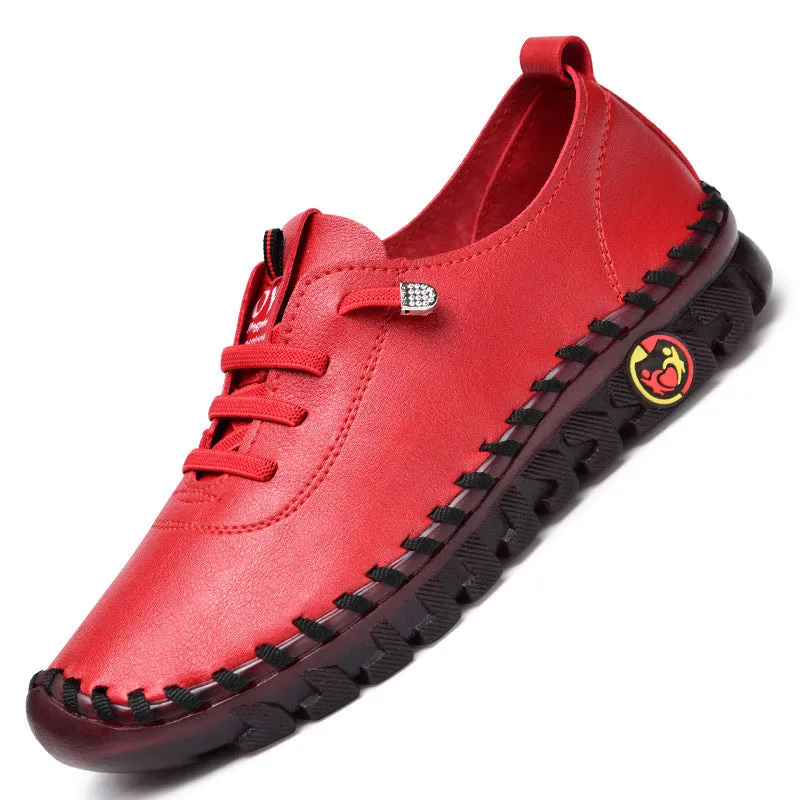 Nanccy Platform Loafers Casual Shoes Leather Flats Comfortable Slip on Mom Shoe Oxfords
