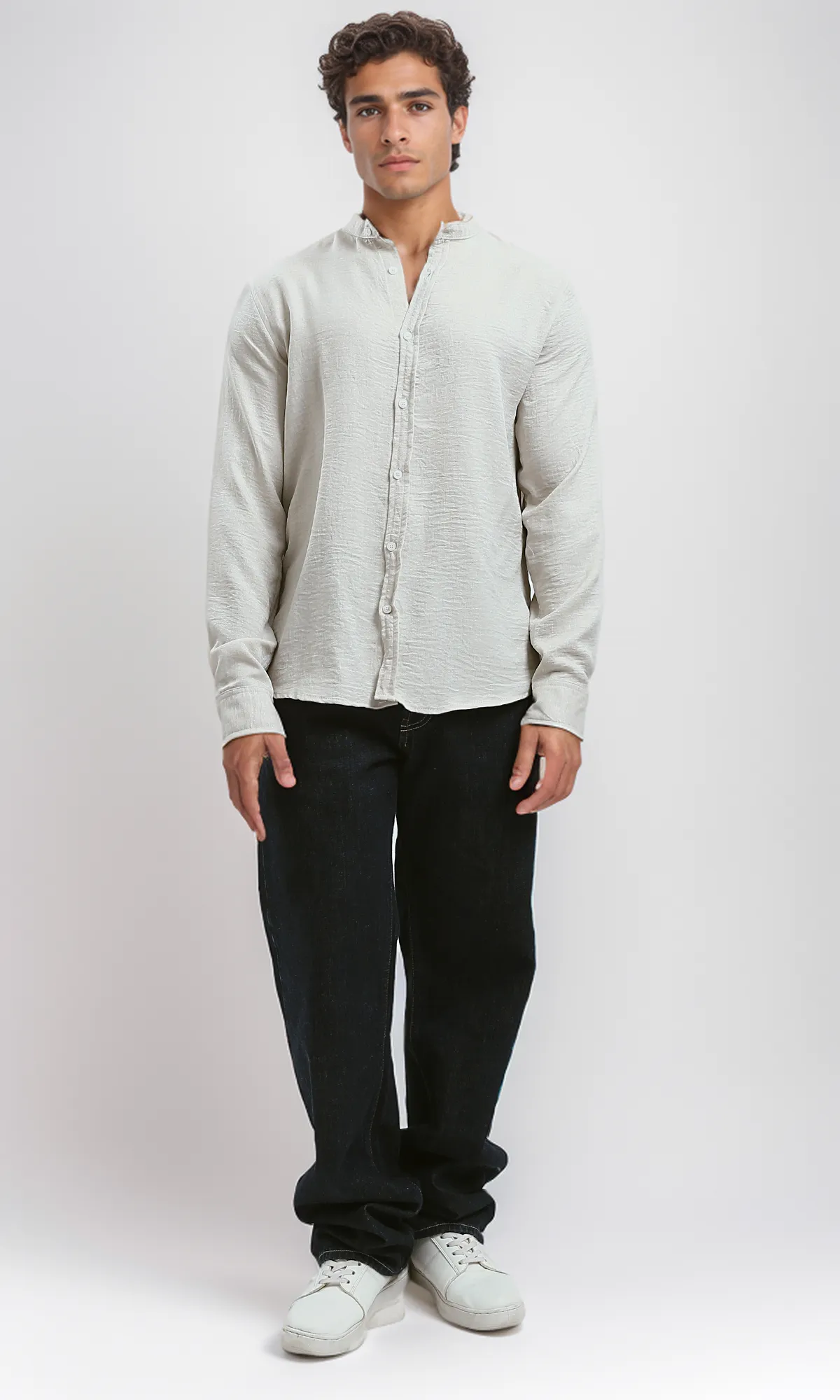 O191184 Summer Long Sleeves Pearl White Shirt