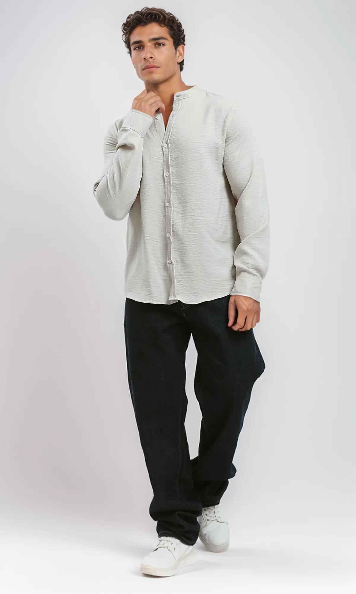O191184 Summer Long Sleeves Pearl White Shirt