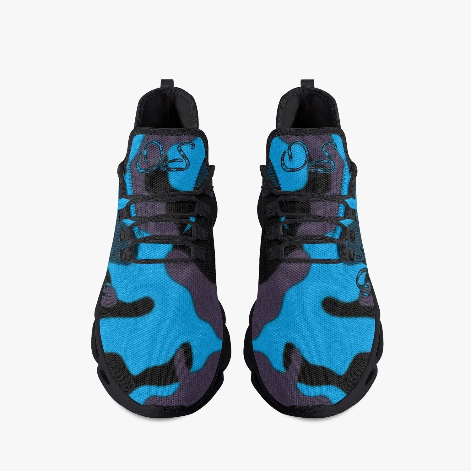 Officially Sexy Blue Army Camouflage Collection Bounce Mesh Knit Sneakers - Black