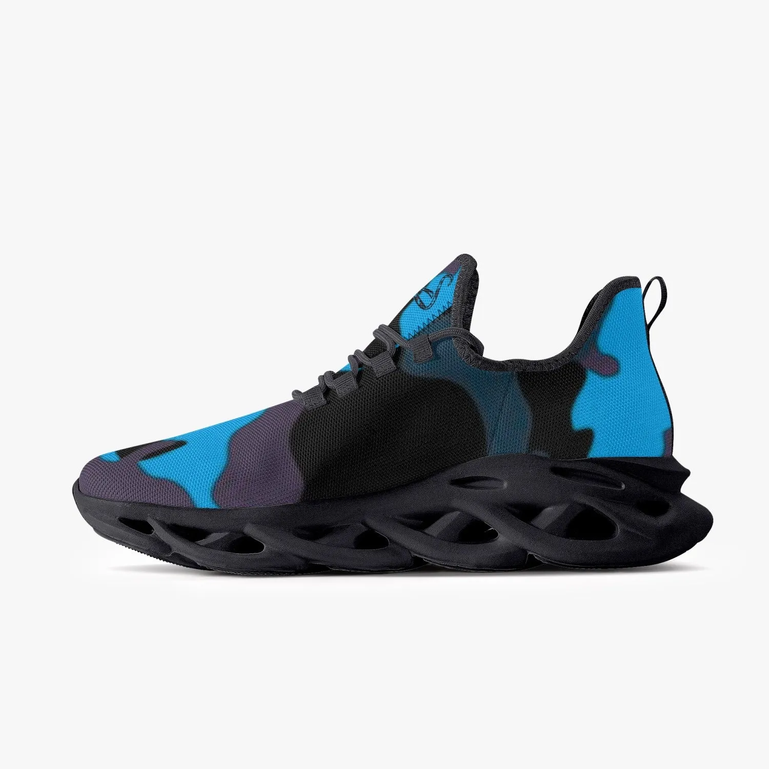Officially Sexy Blue Army Camouflage Collection Bounce Mesh Knit Sneakers - Black