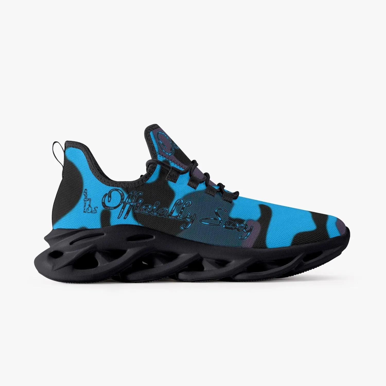 Officially Sexy Blue Army Camouflage Collection Bounce Mesh Knit Sneakers - Black