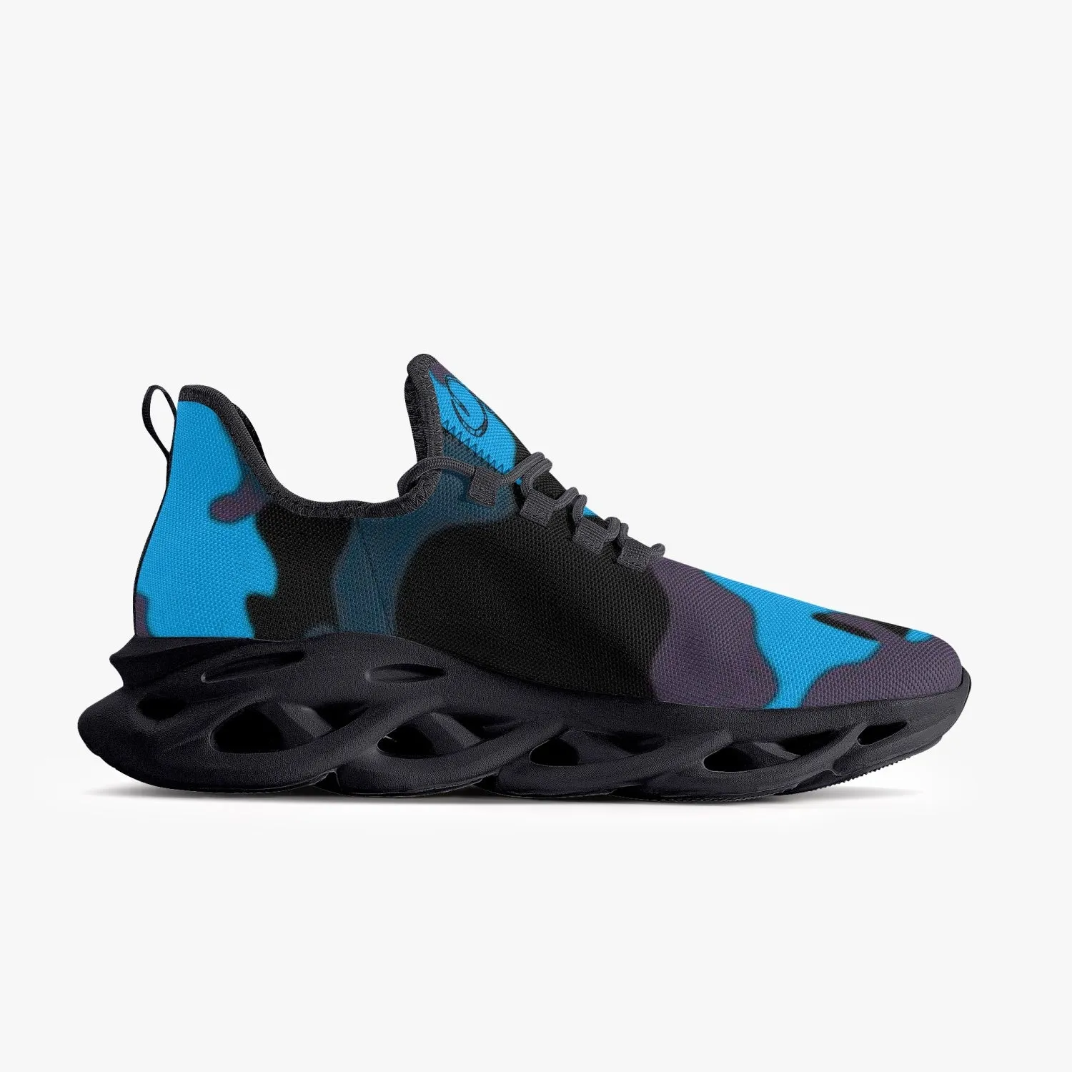 Officially Sexy Blue Army Camouflage Collection Bounce Mesh Knit Sneakers - Black