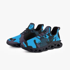 Officially Sexy Blue Army Camouflage Collection Bounce Mesh Knit Sneakers - Black