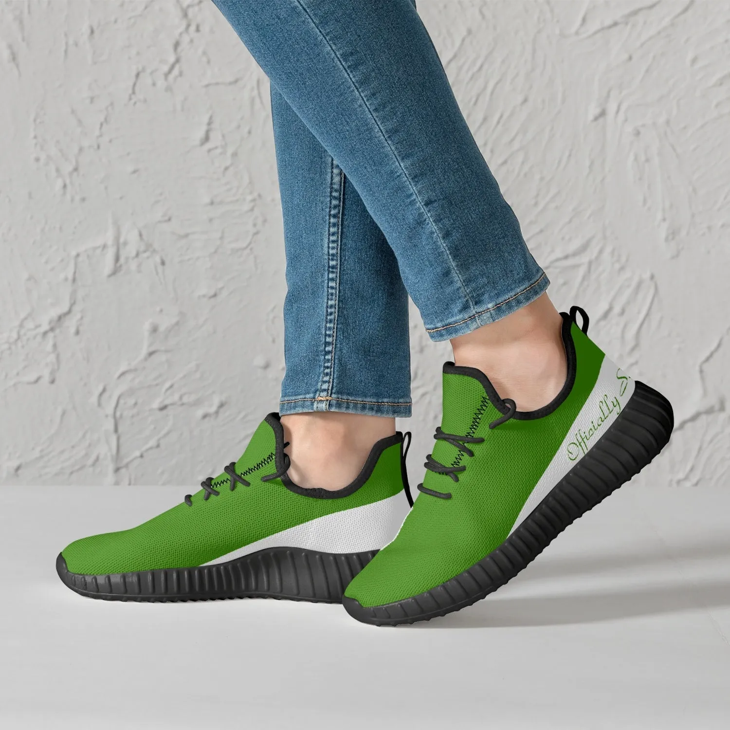 Officially Sexy Green & White Laser Mesh Knit Sneakers - With White or Black Sole