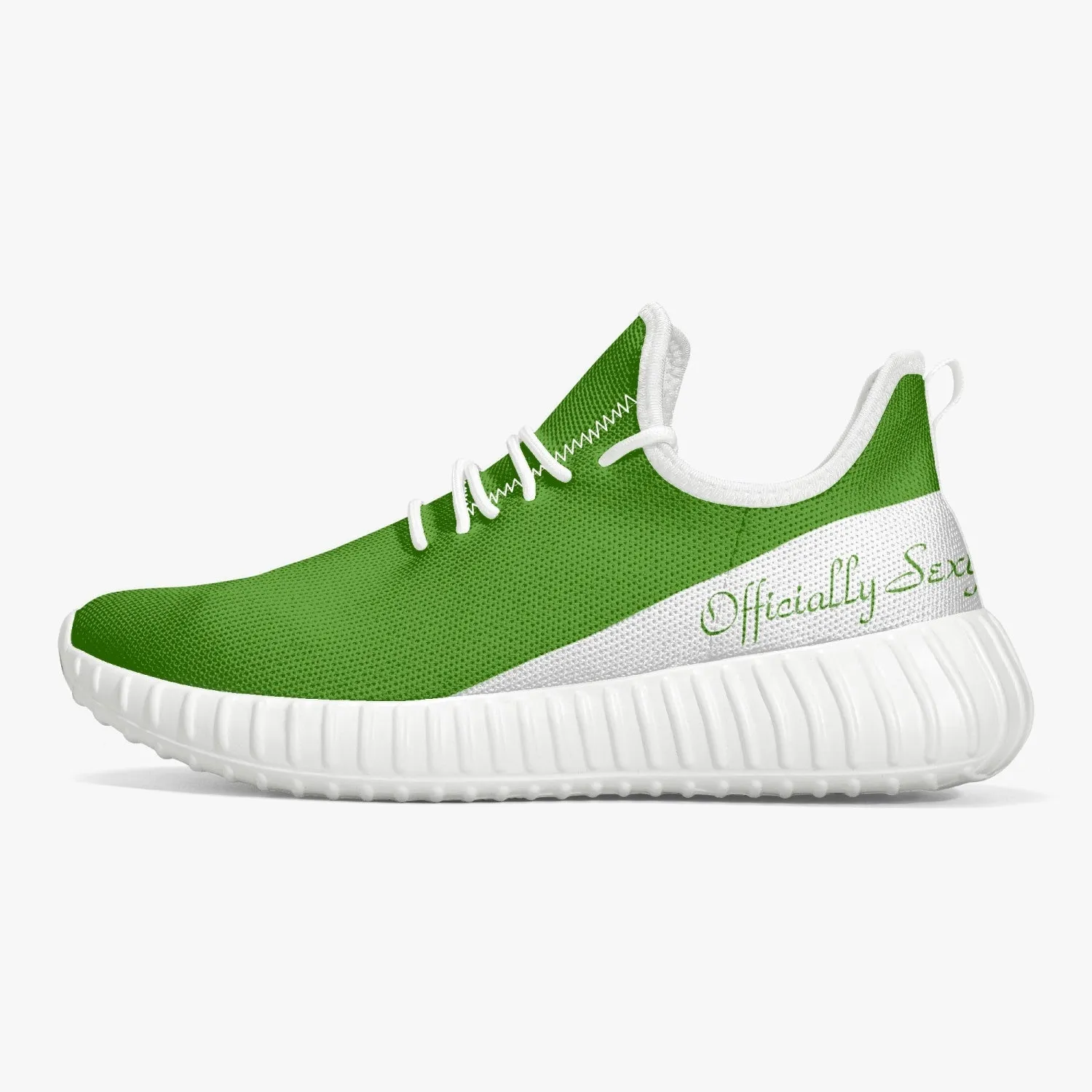 Officially Sexy Green & White Laser Mesh Knit Sneakers - With White or Black Sole