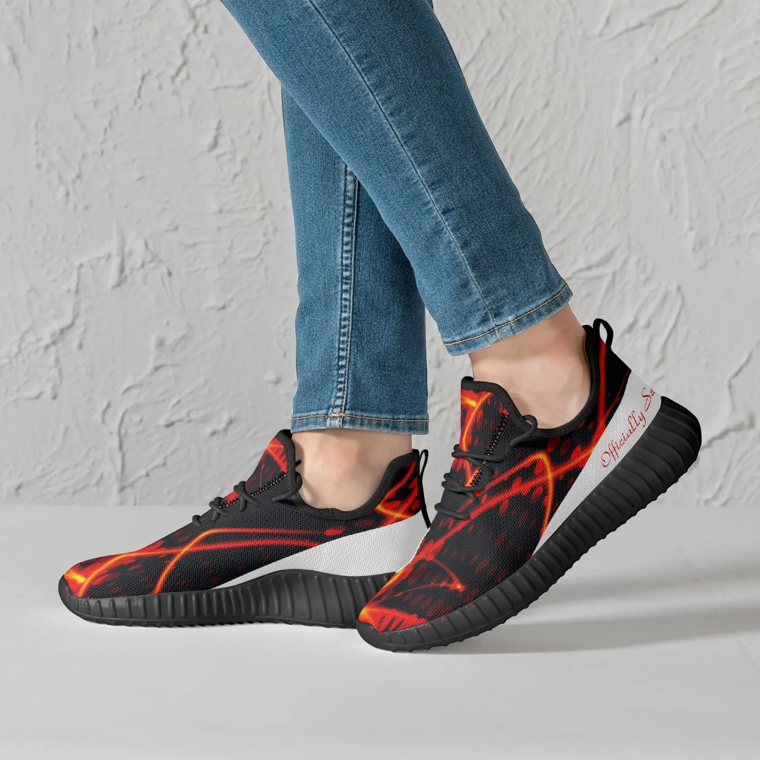 Officially Sexy Orange & White Laser Print Mesh Knit Sneakers - With White or Black Sole