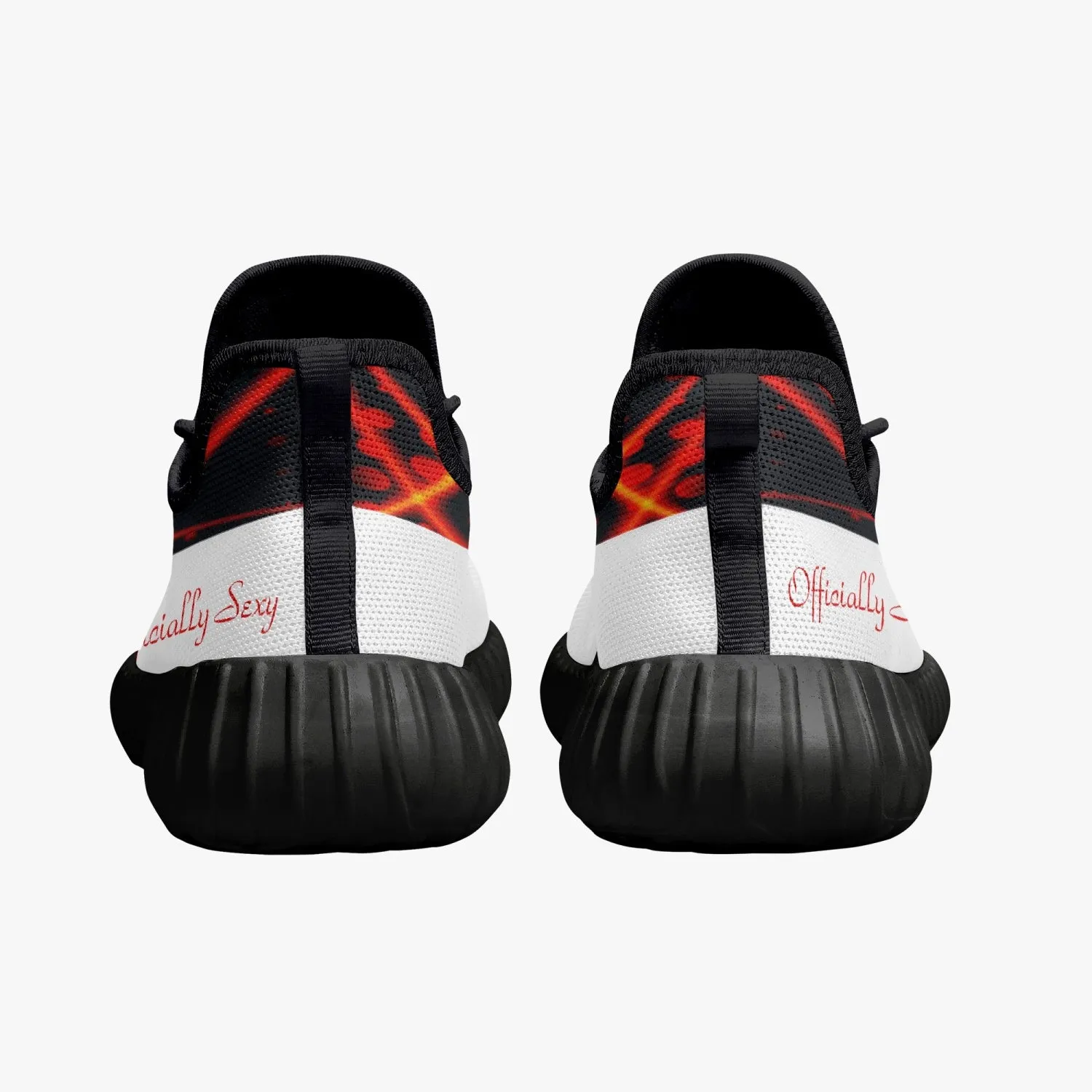 Officially Sexy Orange & White Laser Print Mesh Knit Sneakers - With White or Black Sole