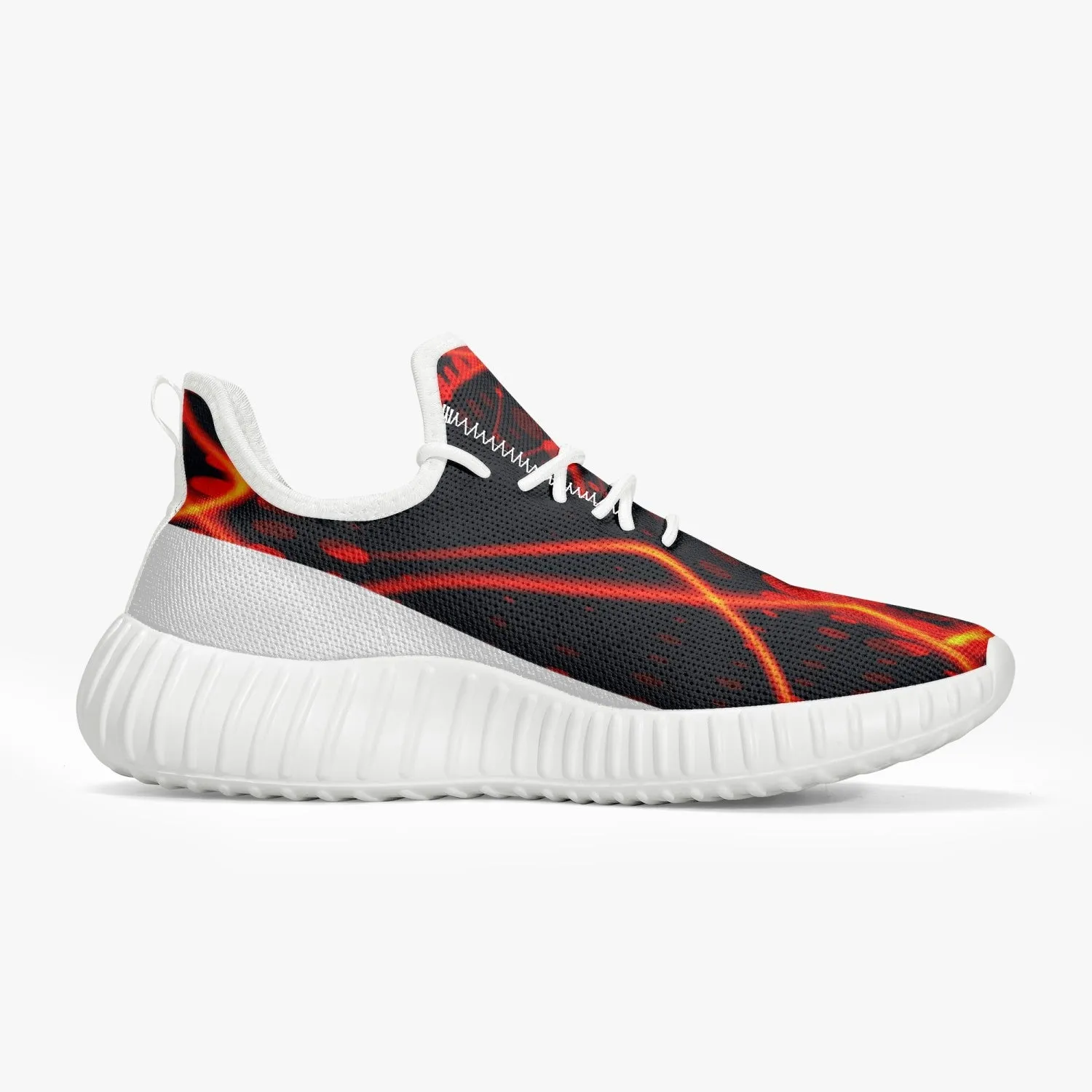 Officially Sexy Orange & White Laser Print Mesh Knit Sneakers - With White or Black Sole