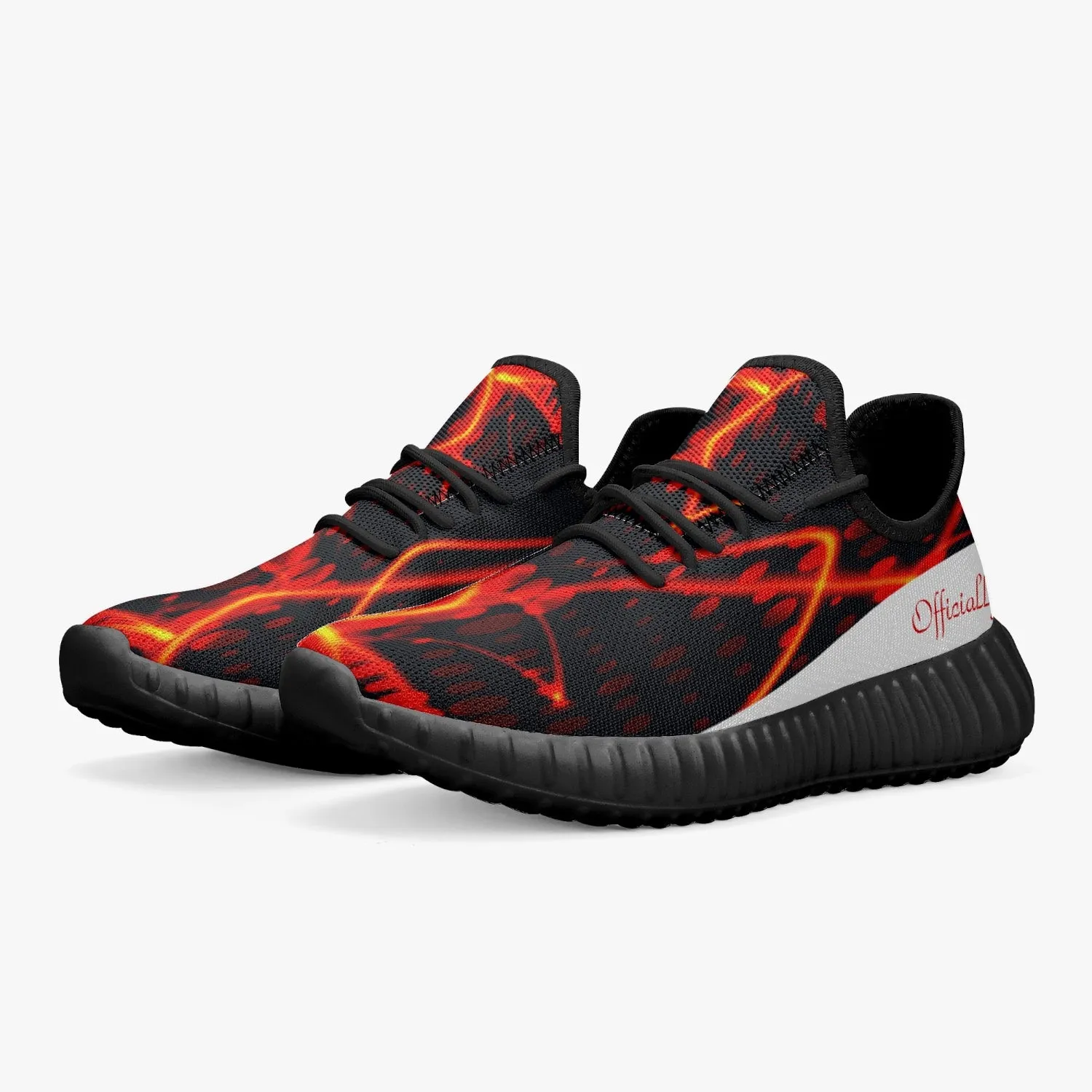 Officially Sexy Orange & White Laser Print Mesh Knit Sneakers - With White or Black Sole