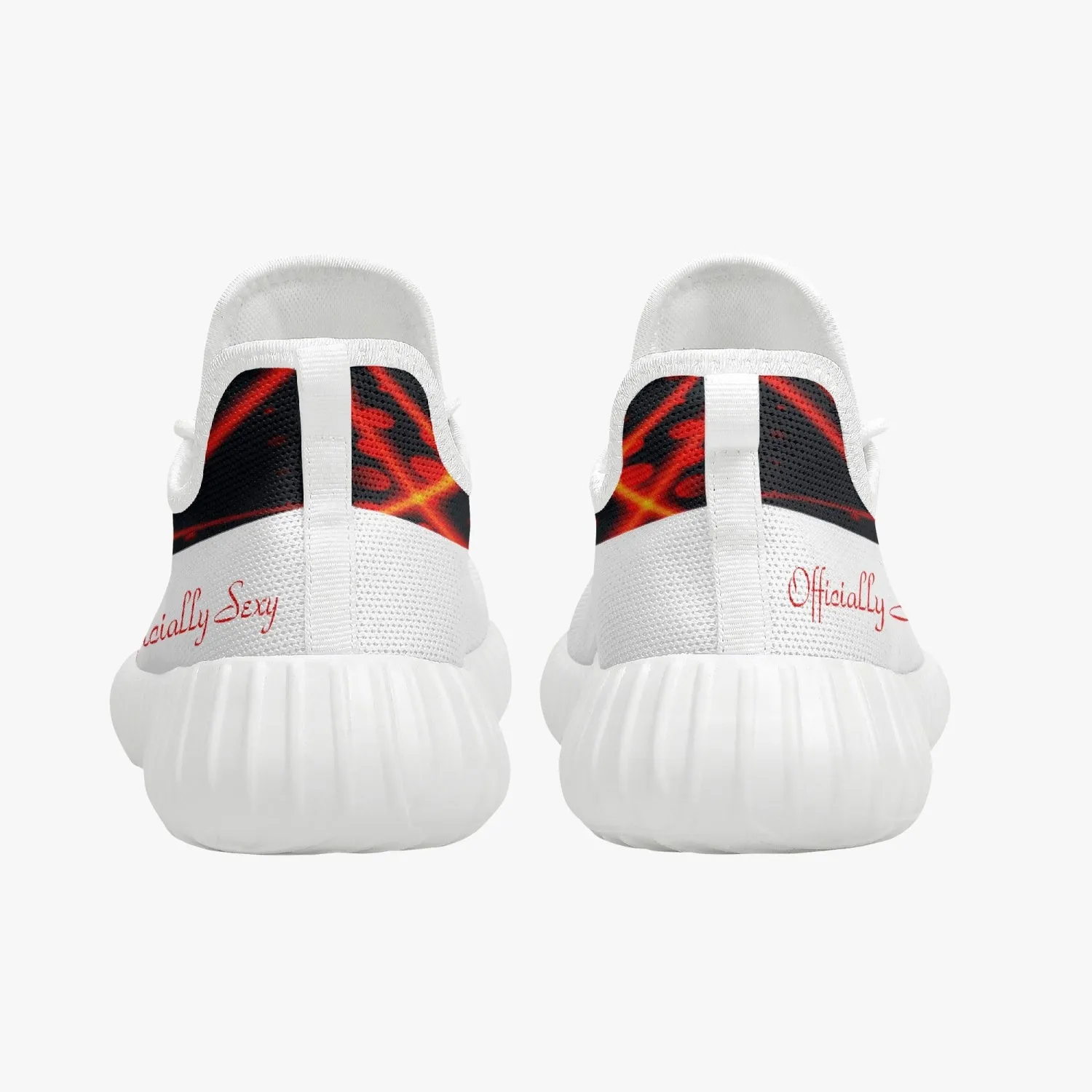 Officially Sexy Orange & White Laser Print Mesh Knit Sneakers - With White or Black Sole