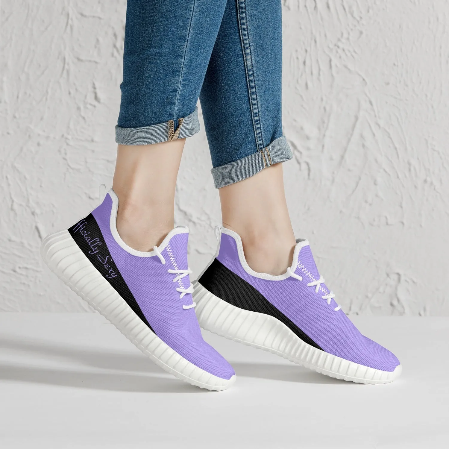 Officially Sexy Purple & Black Laser Mesh Knit Sneakers - With White or Black Sole