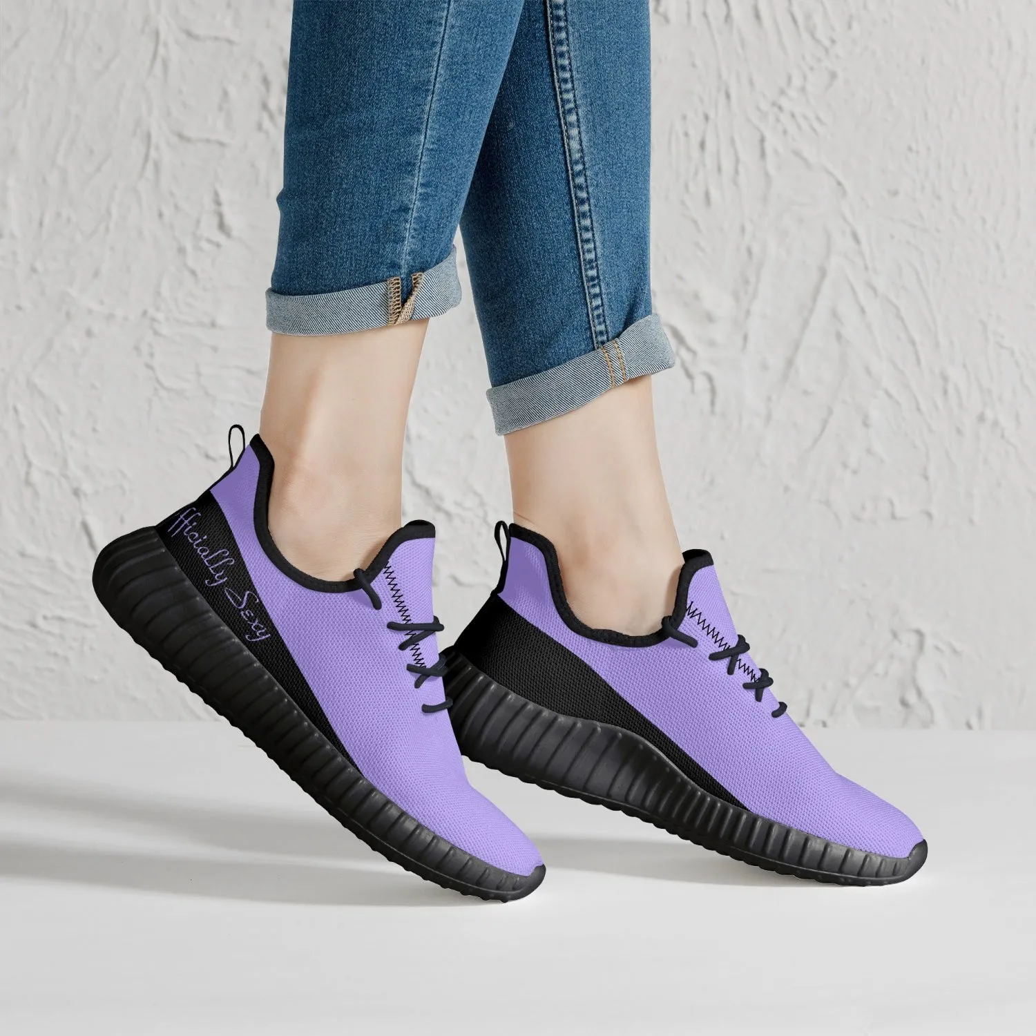 Officially Sexy Purple & Black Laser Mesh Knit Sneakers - With White or Black Sole