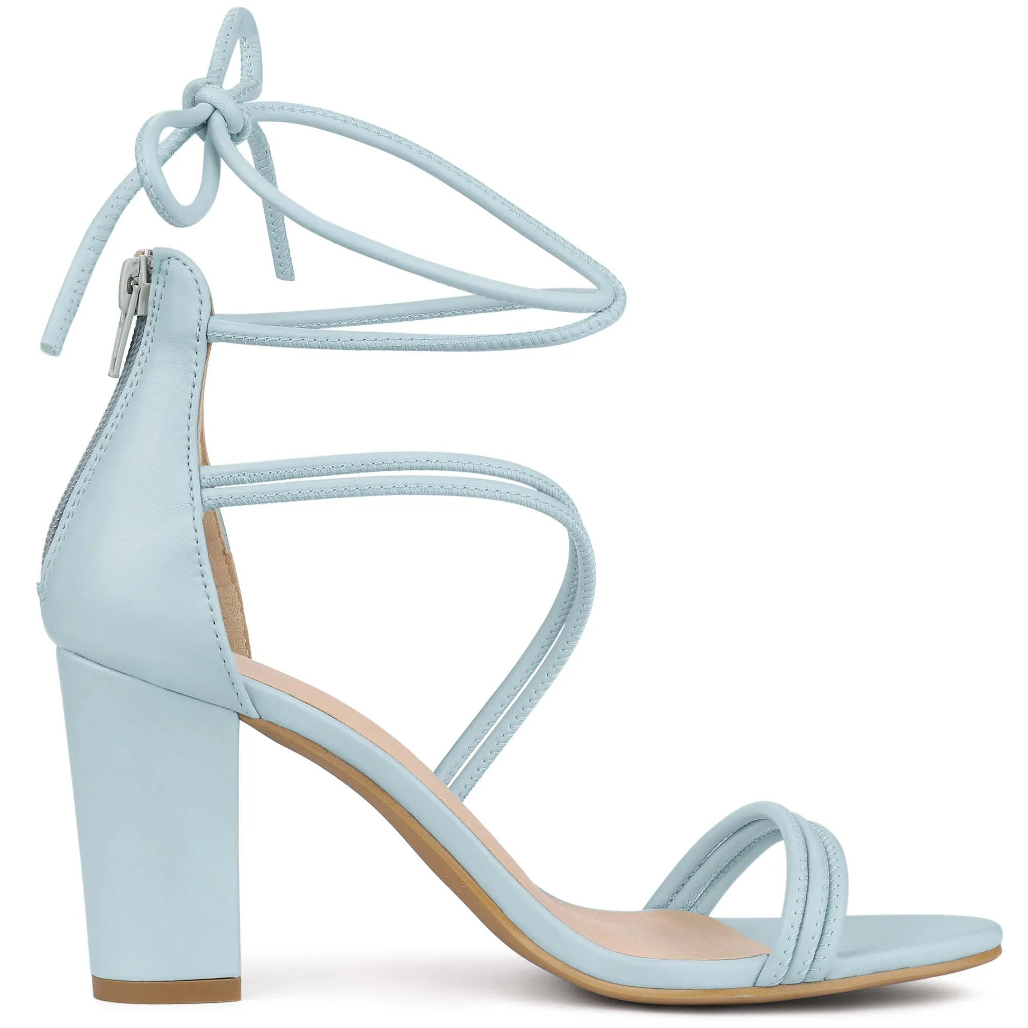 Perphy Open Toe Strappy Lace Up Chunky Heel Sandals