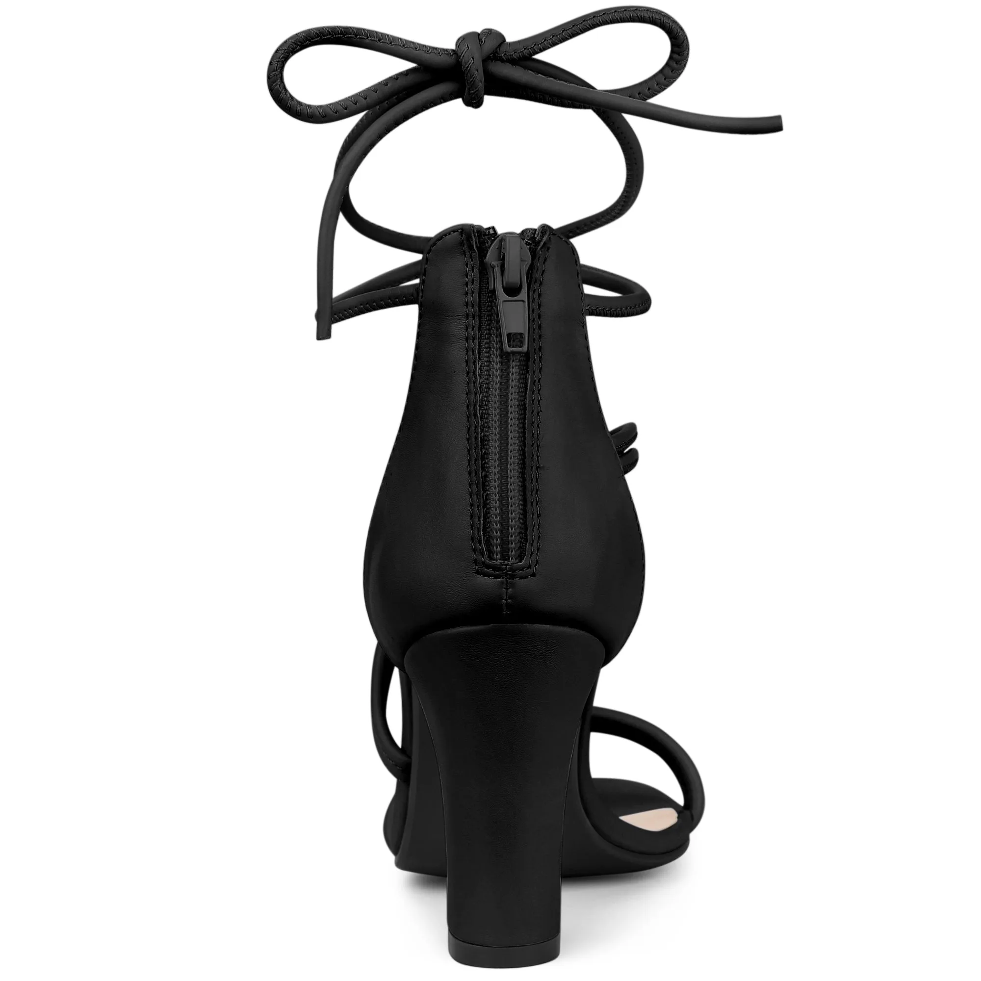 Perphy Open Toe Strappy Lace Up Chunky Heel Sandals