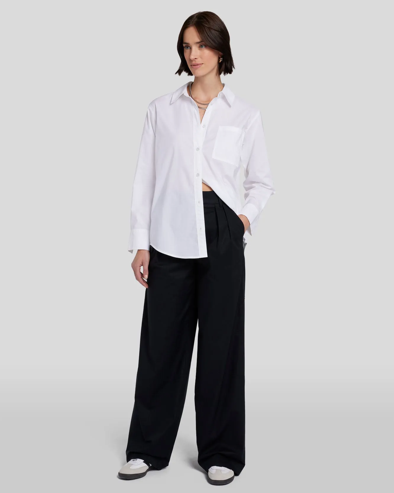 Pleated Poplin Trouser in Black