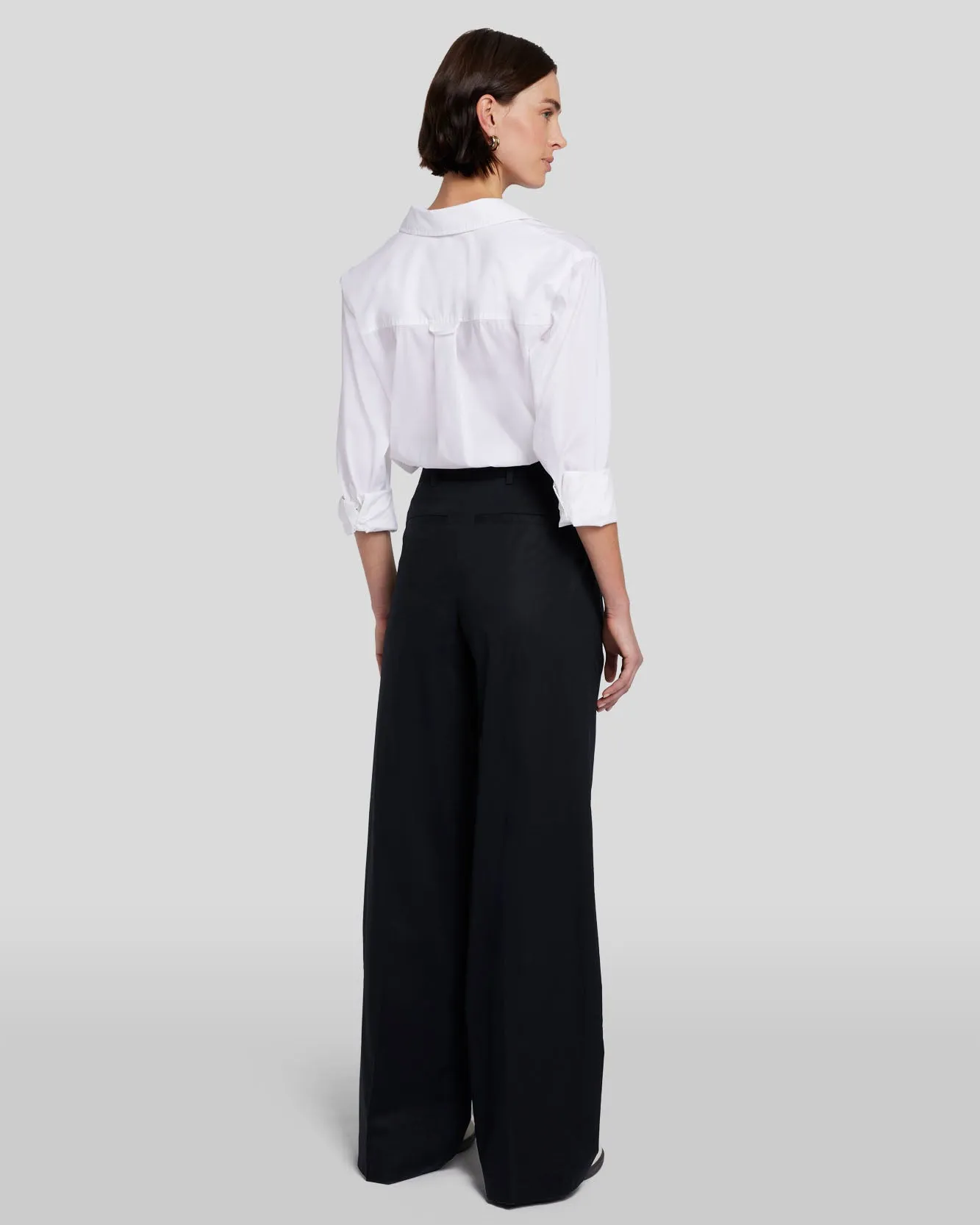 Pleated Poplin Trouser in Black