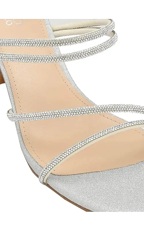 Silver Studded Strappy Heels