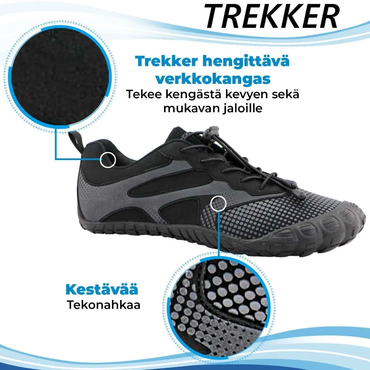 Trekker Barefoot shoes, sizes 36-45