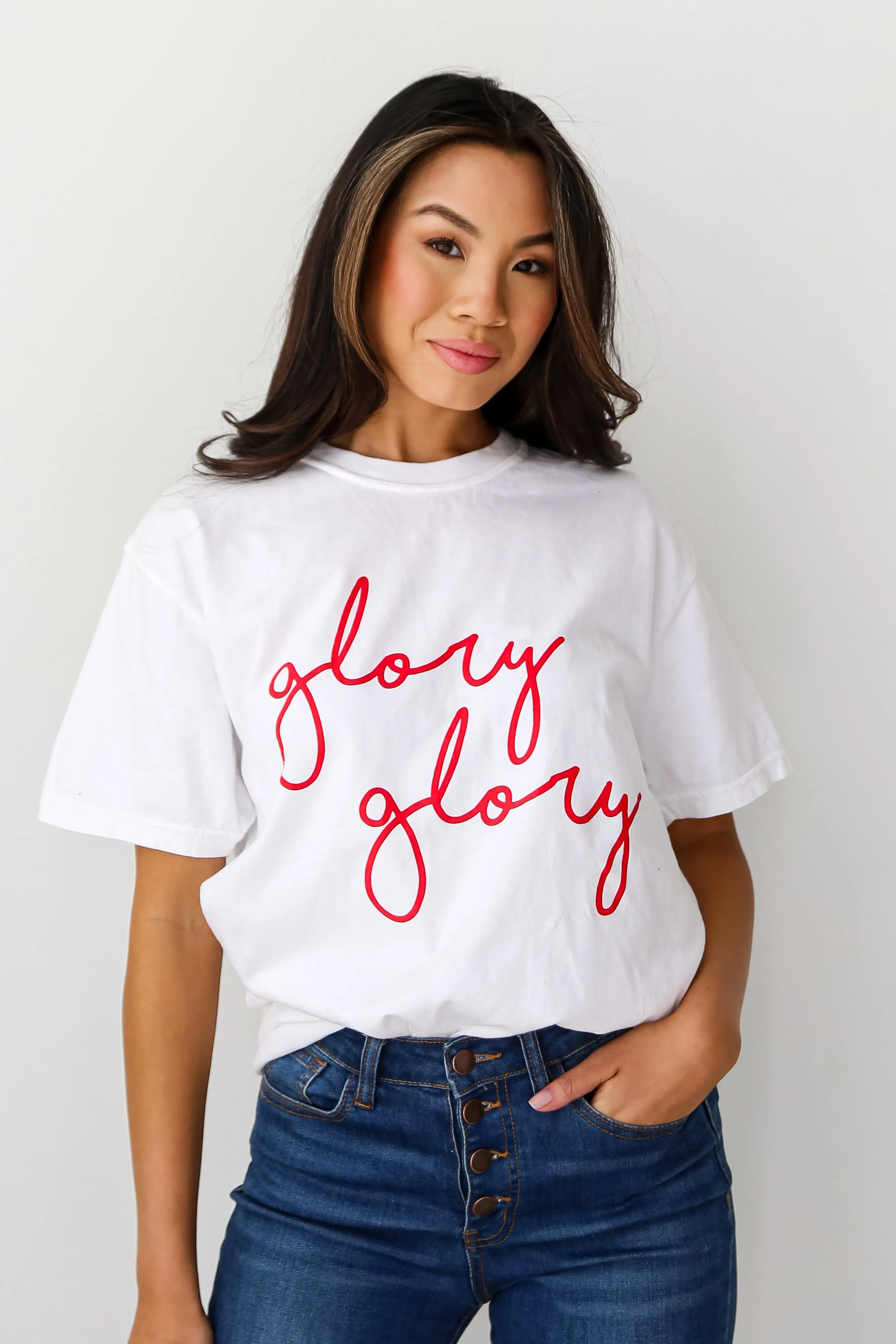White Glory Glory Script Tee