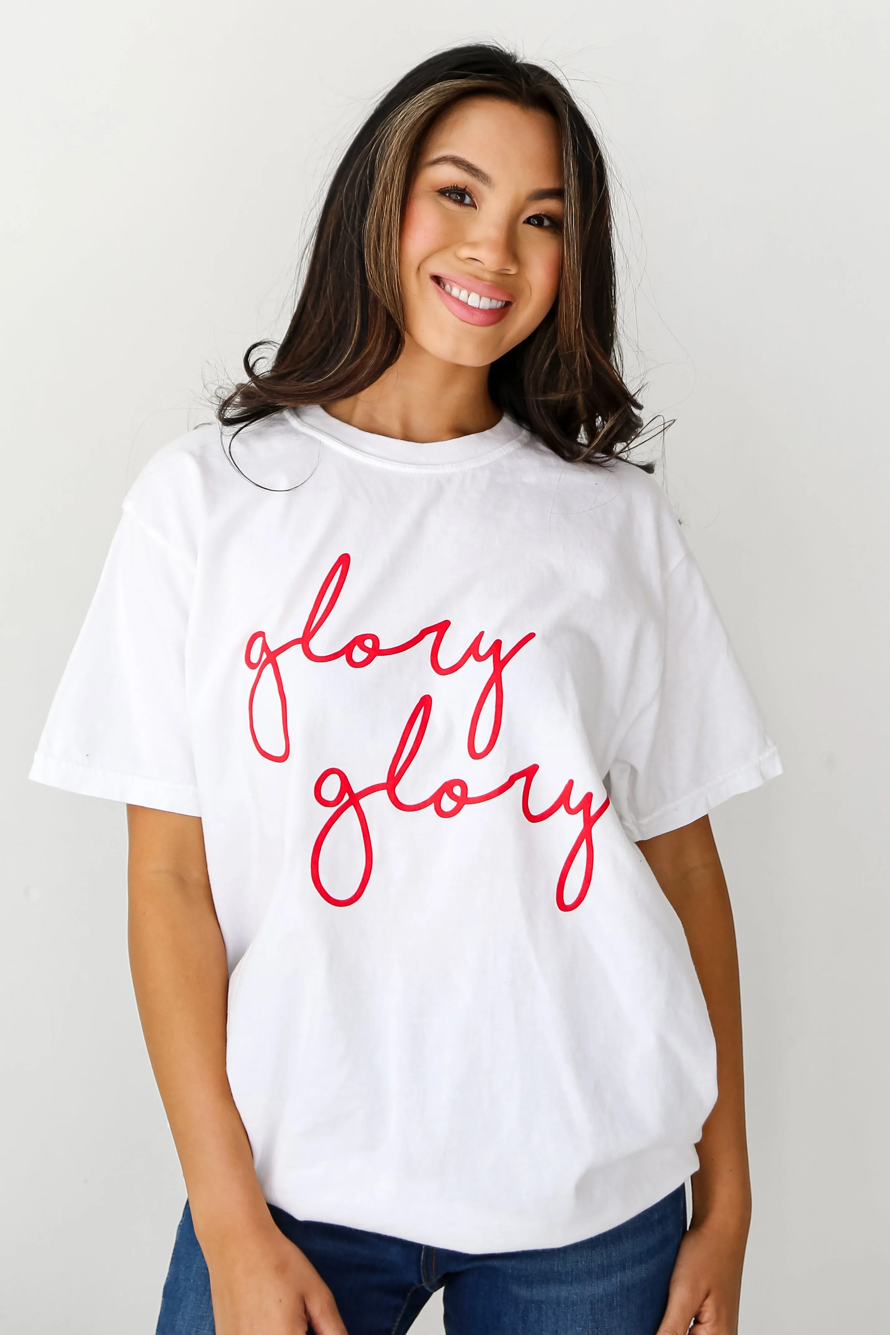 White Glory Glory Script Tee