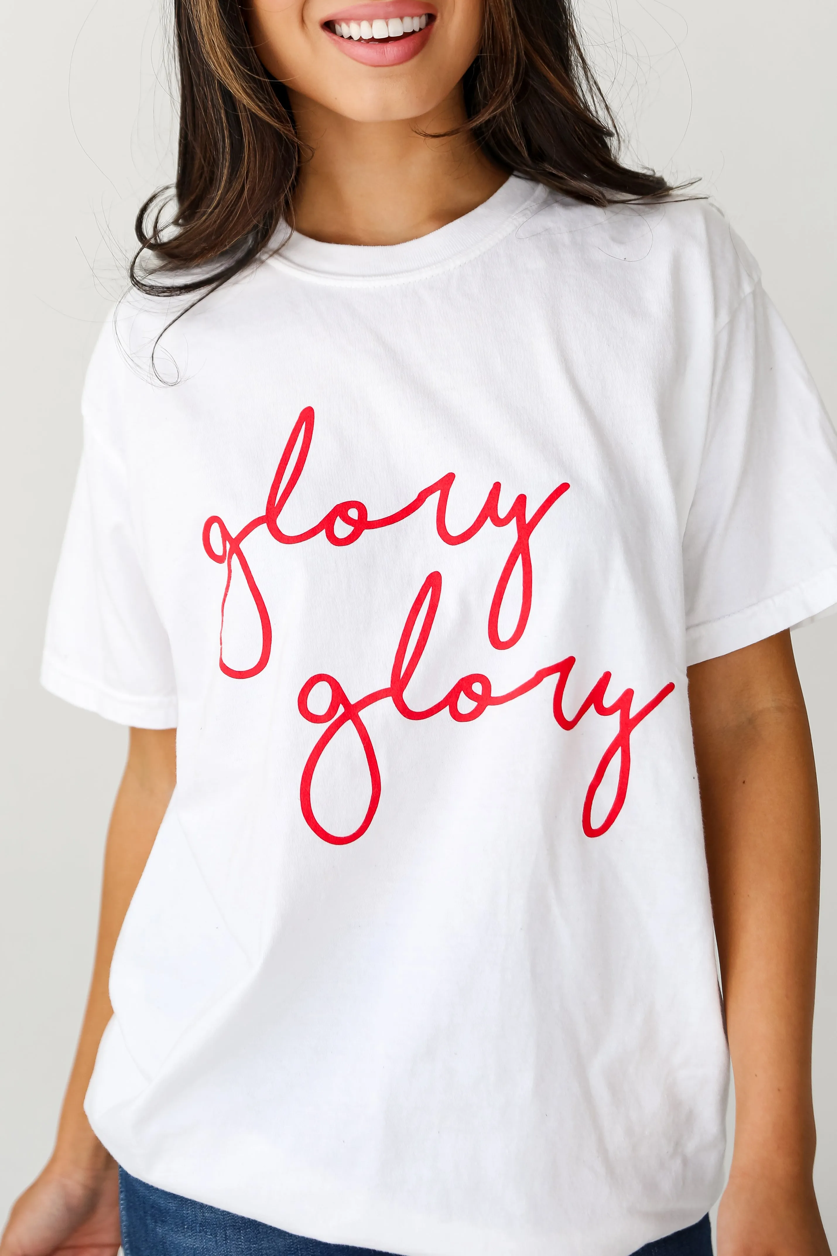 White Glory Glory Script Tee