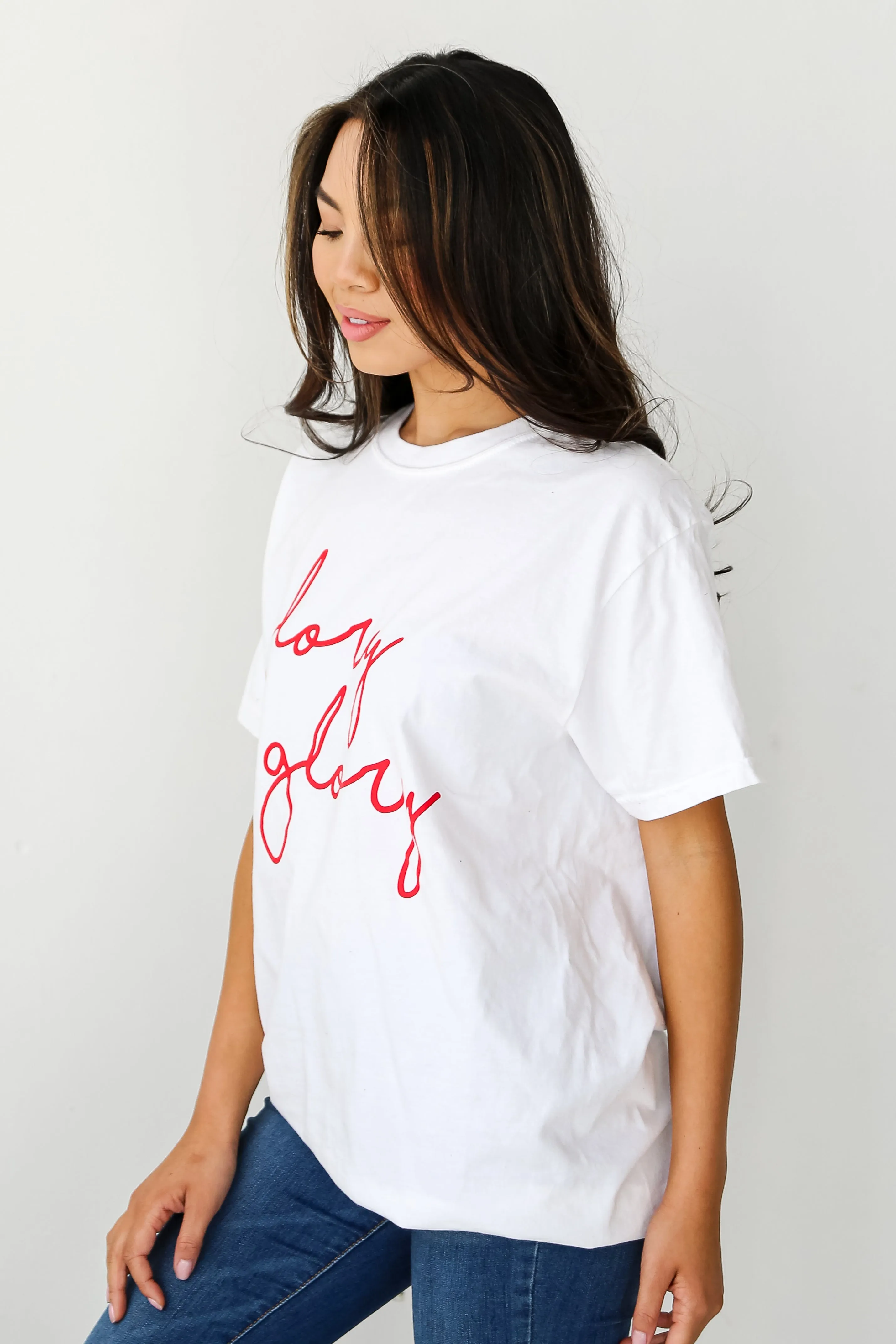 White Glory Glory Script Tee